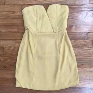 Audrey 3 + 1 brand mustard yellow strapless dress.
